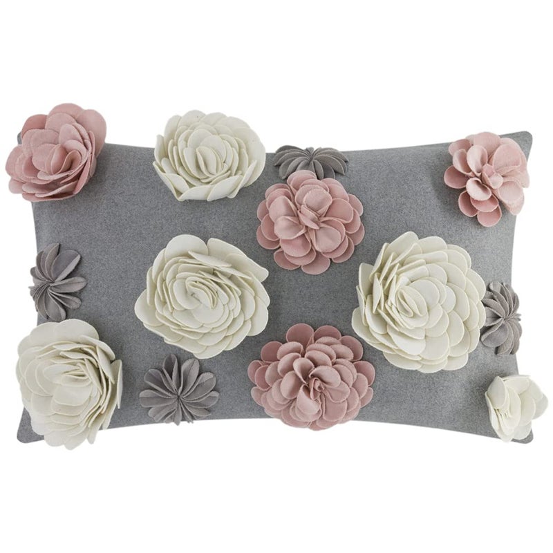KINGROSE 3D Flower Throw Pillow Cover Handmade Pillowcase Decorative Cushion Cover Bed Sofa Couch Living Room 12 x 20 Inches Colorful - Image 1